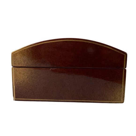 Vintage Floral Lacquered Wooden Jewelry Box With Hinged Lid And Orchid Design - Picture 6 of 9